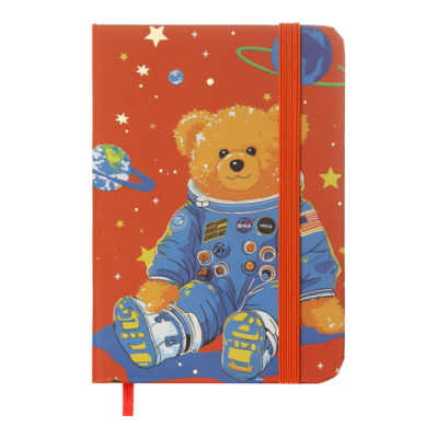 Книжка записна BEAR на гумці, А7, 80 арк., клітинка., офсет крем., тв.лам.обл., помаранчева, KIDS LINE