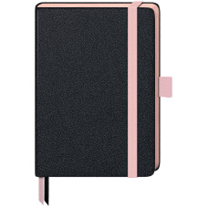 Книга записная BRUNNEN Компаньон черная с розовым срезом А6- клетка