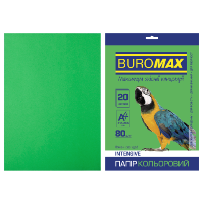 Бумага цветная INTENSIVE, зеленая, 20 л., А4, 80 г/м² - BM.2721320-04 Buromax