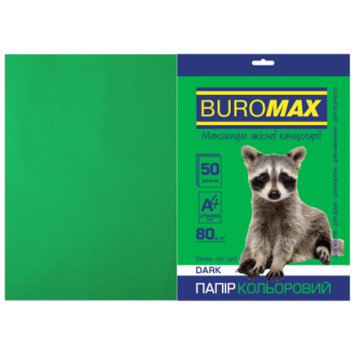 Бумага цветная DARK, т.-зеленая, 50 л., А4, 80 г/м² - BM.2721450-04 Buromax