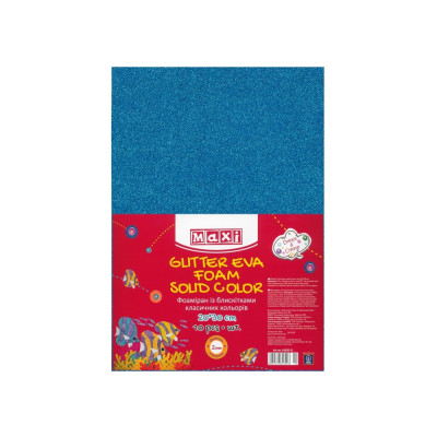 Фоамиран с блестками, 20х30 см, 2 мм, голубой - MX61620-11 Maxi