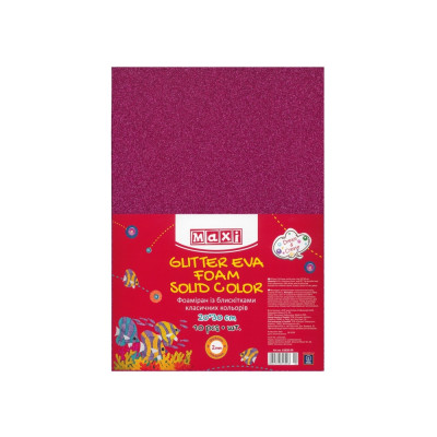 Фоамиран с блестками, 20х30 см, 2 мм, розовый - MX61620-09 Maxi
