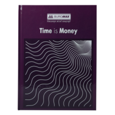 Книга канцелярская TIME IS MONEY, А4, 96 л., клетка, офсет, твердая ламинированная обложка, фиолетовая