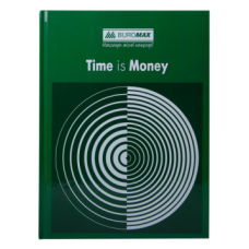 Книга канцелярская TIME IS MONEY, А4, 96 л., клетка, офсет, твердая ламинированная обложка, зеленая