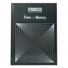Книга канцелярская TIME IS MONEY, А4, 96 л., клетка, офсет, твердая ламинированная обложка, серая