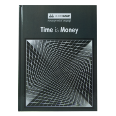 Книга канцелярская TIME IS MONEY, А4, 96 л., клетка, офсет, твердая ламинированная обложка, серая