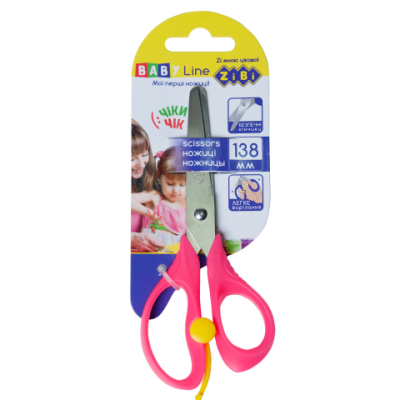 Ножницы детские 138 мм с пружиной, розовые,  BABY Line - ZB.5017-10 ZiBi