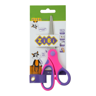 Ножницы детские 152 мм с гибким резиновым кольцом и резиновыми вставками, розовые, KIDS Line - ZB.5015-10 ZiBi