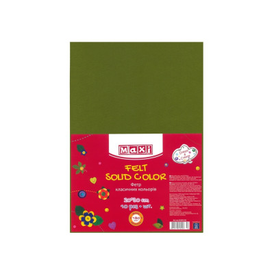 Фетр листовой (полиэстер), 20х30см, 180г/м2, зеленый травянисто - MX61622-26 Maxi