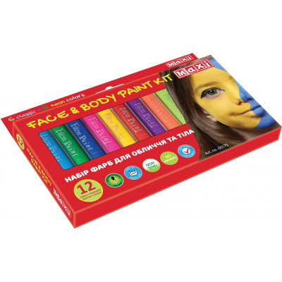Набір фарб для обличчя та тіла у формі олівця, 12 кольорів. - MX60175 Maxi