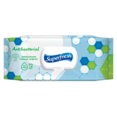 Салфетка влажная 72шт Super Fresh Антибактериальные с клапаном 42216700