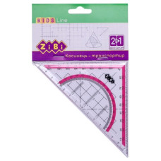 Косинець 2 в 1,140мм, 90°45°, з рожевою смужкою, блістер, KIDS Line