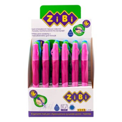Ручка шариковая для левши с резиновым грипом, синий, дисплей, KIDS Line ZB.2001-01