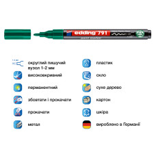 Маркер Paint e-791 1-2 мм круглий зелений