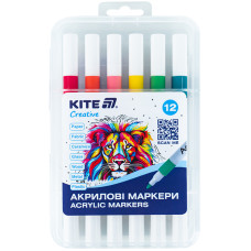 Маркеры акриловые, набор 12шт, Kite Creative