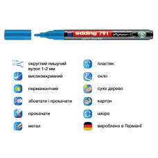 Маркер Paint e-791 1-2 мм круглий блакитний