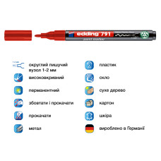 Маркер Paint e-791 1-2 мм круглий червоний