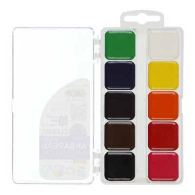 Акварель CLASSIC, 10 кол.,  безп, пласт.кор., KIDS Line - ZB.6583 ZiBi