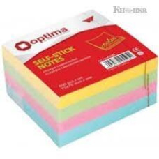 Блок для нотаток з клейким шаром 50х50 мм Optima, 250 арк., пастель мікс