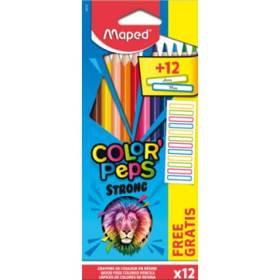 Олівці кольорові COLOR PEPS Classic, 12 кольорів + 12 наклейок - MP.862725 Maped