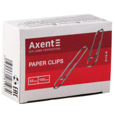 Скрепки никелированные Axent 4112-A, 33 мм, 100 штук