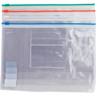 Папка - конверт на молнии zip-lock, А5, глянцевый прозрачный пластик, синяя молния - BM.3947-02 Buromax