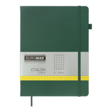 Книга записна ETALON 190*250, 96 арк., клітинка, обкл. штучна шкіра, зелений