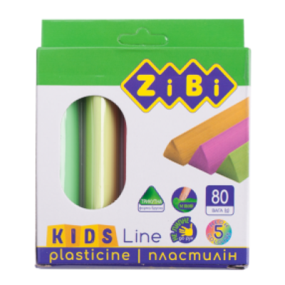 Пластилін 5 кольорів, неон, 80 г, KIDS Line - ZB.6229 ZiBi