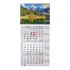 Календарь настенный квартальный 2022 р., 298х630 мм, 1 пружина