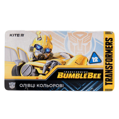 Карандаши цветные трёхгранные Kite Transformers BumbleBee Movie TF19-058, 12 шт., мет. пенал