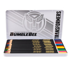 Карандаши цветные трёхгранные Kite Transformers BumbleBee Movie TF19-058, 12 шт., мет. пенал
