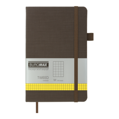 Книга записна TWEED 125*195, 96 арк., клітинка, обкл. штучна шкіра, сірий - BM.291163-09 Buromax