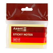 Блок бумаги с липким слоем Axent Delta D3312-01, 50x75 мм, 100 листов, жёлтый