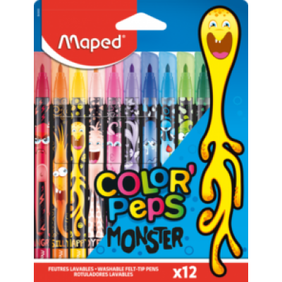 Фломастери COLOR PEPS MONSTER, 12 кольорів - MP.845400 Maped