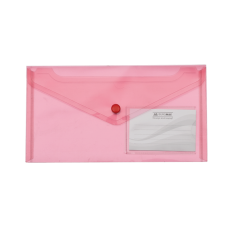 Папка-конверт TRAVEL, на кнопке, DL, глянцевый прозрачный пластик, красная