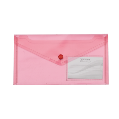 Папка-конверт TRAVEL, на кнопке, DL, глянцевый прозрачный пластик, красная - BM.3938-05 Buromax