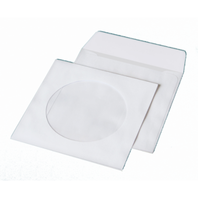 Конверт для CD (124х124мм) білий НК з вікном (термоупаковка) - 6108_50 KUVERT