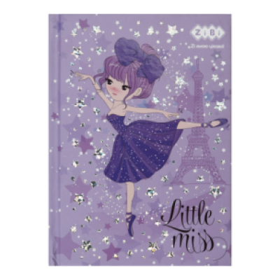 Блокнот LITTLE MISS, А6, 64 л., клетка, тв. обл., мат. ламин.+лак, фиолетовый, KIDS Line