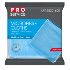 Серветки з мікрофібри для скла, 5 шт (28штящ)  PRO SERVICE