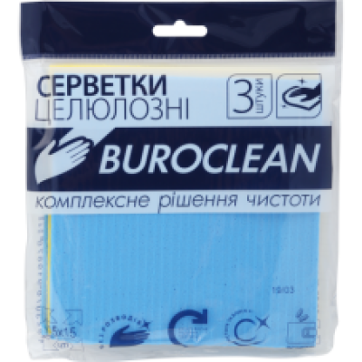 Салфетки целлюлозные влаговпитывающие Buroclean 15х15 см, 3 шт/уп - 10100301 BUROCLEAN
