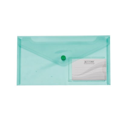 Папка-конверт TRAVEL, на кнопке, DL, глянцевый прозрачный пластик, зеленая - BM.3938-04 Buromax