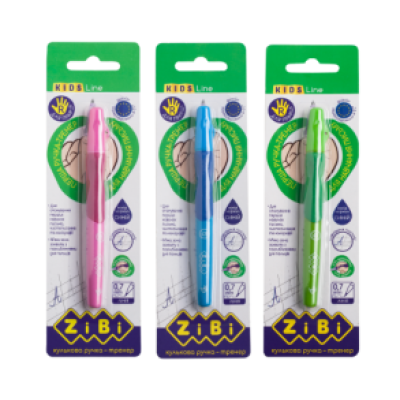 Ручка кулькова для правші з гумовим грипом, синій, блістер (1шт.) - ZB.2000-01-1 ZiBi