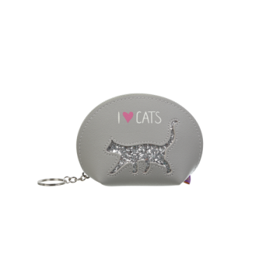 Кейс для монет CAT LOVER,12,5x8,5x4,5 см, серый (декор: глиттерный кот) - ZB.702203 ZiBi