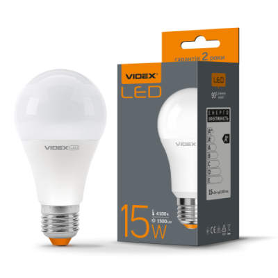 Лампа LED, 15W, E27, 4100K, 220V, VIDEX VL-A65e-15274