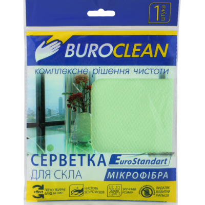 Серветка для скла, мікрофібра, BuroClean EuroStandart 30х30 см - 17010 Buromax