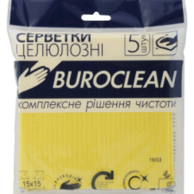 Серветки целюлозні вологовбирувальні Buroclean 15х15, 5 шт/уп - pr.19400101 BUROCLEAN