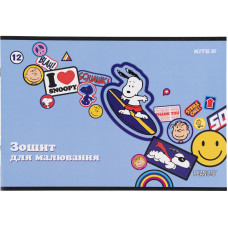 Тетрадь для рисования Kite Peanuts Snoopy SN21-241, 12 листов