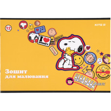 Тетрадь для рисования Kite Peanuts Snoopy SN21-241, 12 листов