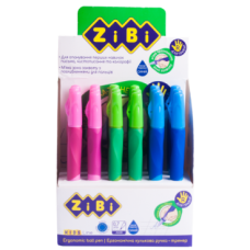 Ручка кулькова для правші з гумовим грипом, синій, дисплей
