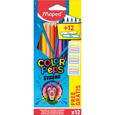 Олівці кольорові COLOR PEPS Classic, 12 кольорів + 12 наклейок - MP.862725 Maped